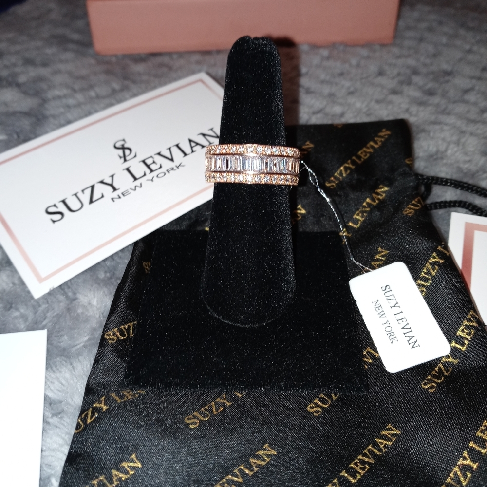 14K Rose Gold Plated Sterling Silver Baguette Cut - Picture 12 of 14